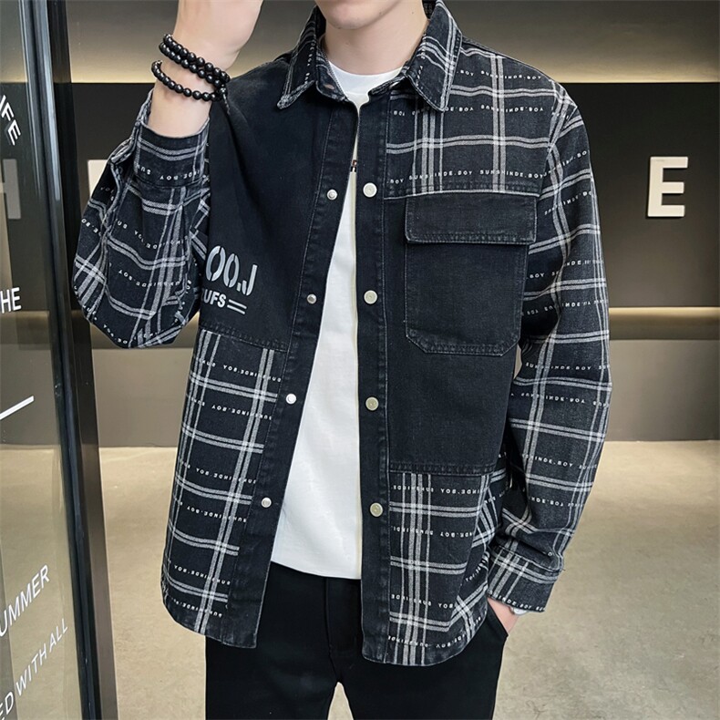 2023新款夹克外套男秋冬牛仔渐变洗水大码宽松休闲外套jk810-p98,男装夹克,电商D303