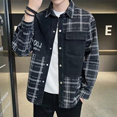 2023新款夹克外套男秋冬牛仔渐变洗水大码宽松休闲外套jk810-p98，男装夹克，电商D303
