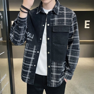 2023新款夹克外套男秋冬牛仔渐变洗水大码宽松休闲外套jk810-p98图片
