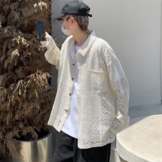 夏季翻领提花镂空工艺长袖薄款衬衣C62p50，男装衬衫，星座1013