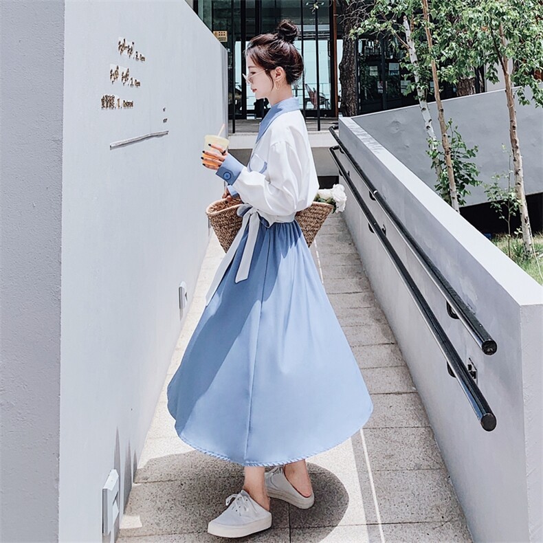 高级感超好看衬衫连衣裙女春秋2024新款法式茶歇今年流行漂亮长裙,女装连衣裙,2C056