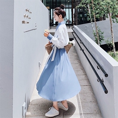 高级感超好看衬衫连衣裙女春秋2024新款法式茶歇今年流行漂亮长裙，女装连衣裙，2C056