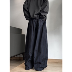 A165-K8767-P6588 纯棉复古黑蓝竖条纹弯刀阔腿裤拖地休闲裤,男装休闲裤,电商A165, A165-K8767-P6588 纯棉复古黑蓝竖条纹弯刀阔腿裤拖地休闲裤,男装休闲裤,电商A165,