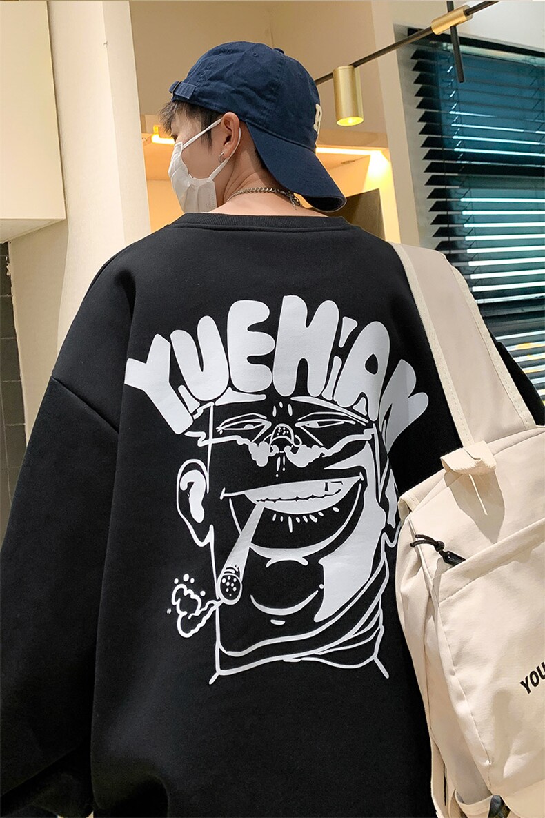 抖音供货、复合360克现货足印花圆领卫衣宽松D223A-T22864-P40,男装卫衣,电商019-1