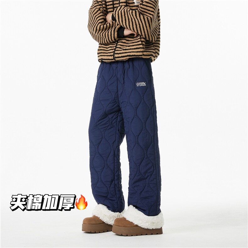 抖音品质冬季新款加厚保暖棉裤葫芦格宽松长裤B313-K877-p65控88，男装棉裤，电商B313