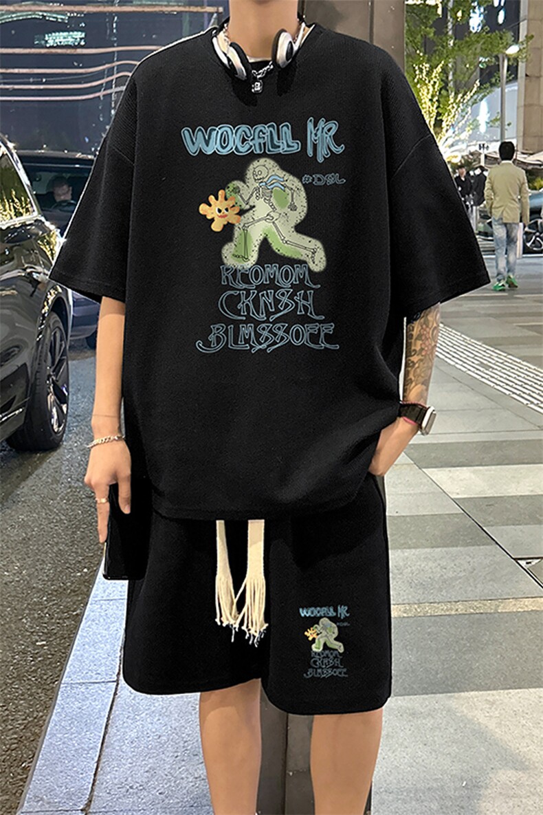 套装！华夫格套装短袖T恤短裤男TZ226-特P38,男装牛仔裤,电商B367