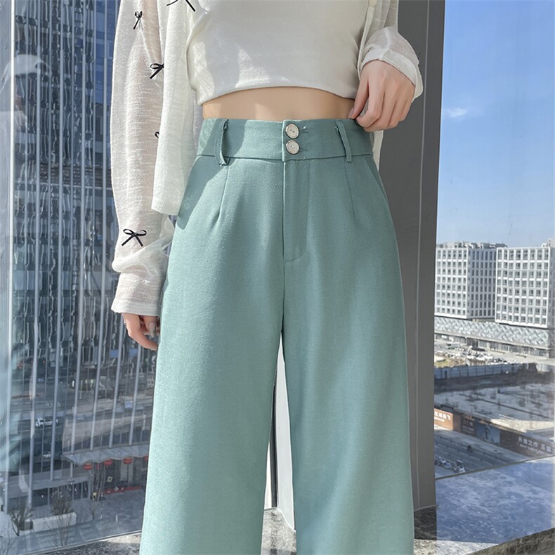 现货天丝亚麻西装裤女薄款冰丝棉麻阔腿裤高腰宽松直筒拖地裤,女装休闲裤,云美莎专业女裤-全店现货