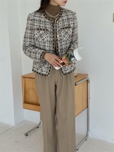 2021新款羊毛小香风外套/咖色系图片