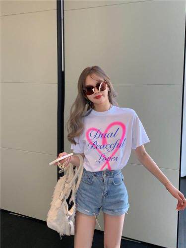 【现货】夏季新品爱心印花短袖，女装，F/TU