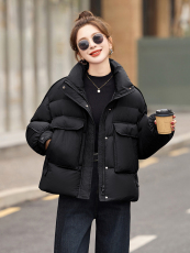 红时尚短款羽绒服女2025冬季新款高级感立领保暖白鸭绒外套，女装羽绒服，沐七七