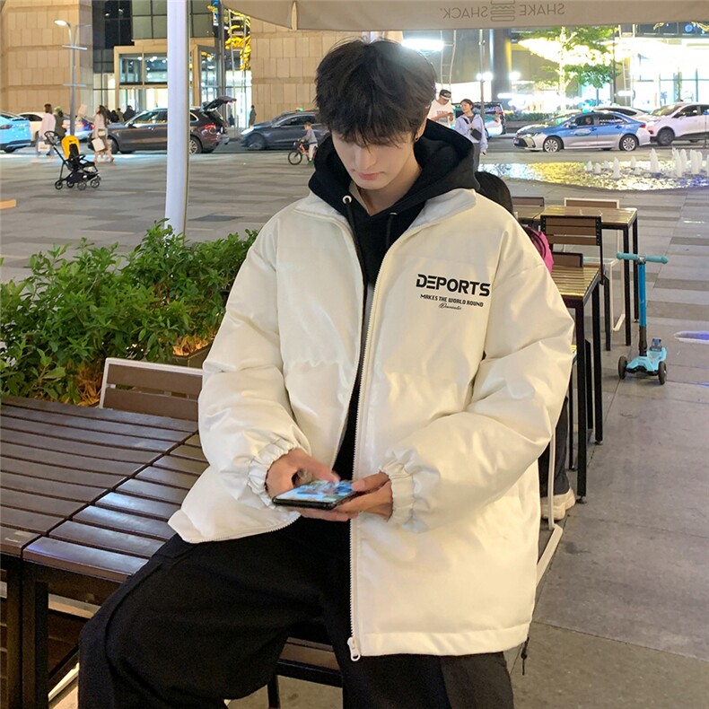 港风夜景冬款休闲字母印花立领PU皮棉服A247-MY84513特批95控158,男装棉衣,电商A247