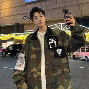春秋迷彩外套男ins高街潮牌港风韩版潮流宽松夹克JK2171-P75图片