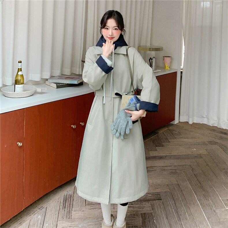 数据好新款现货长款风衣连帽拼色90羽绒服2C282-991P305K438,女装羽绒服,2C282
