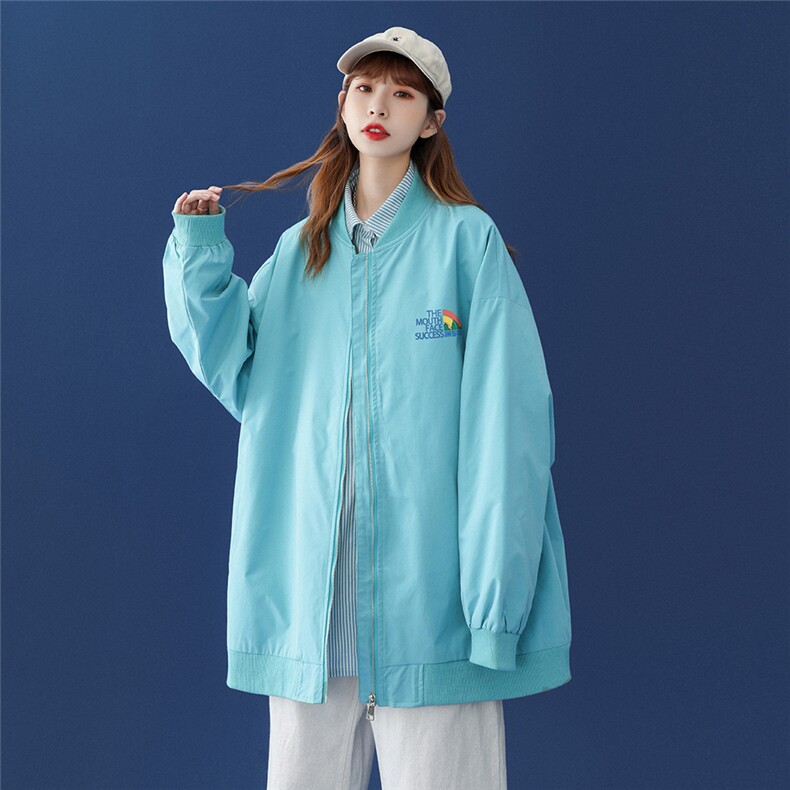 春装衔接新款 流行炸街时尚印花宽松夹克棒球服外套 G05 P55控78图片