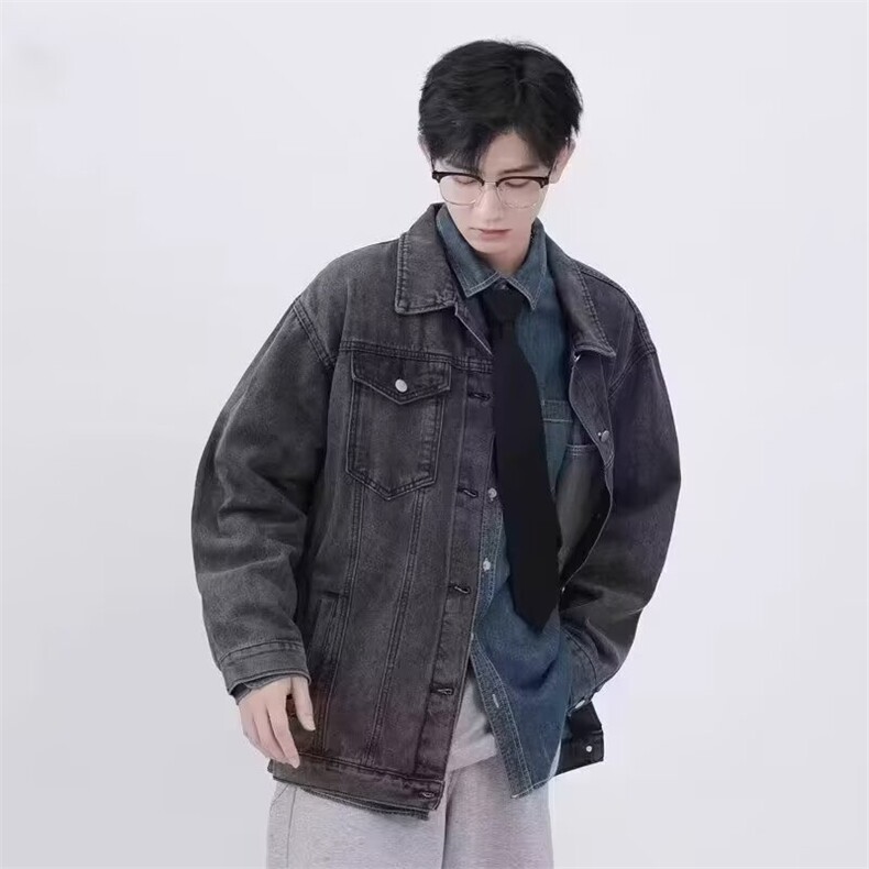 新款牛仔衣夹克男士美式潮牌工装复古外套男生宽松型HS8159/P60,男装工装外套,星座506