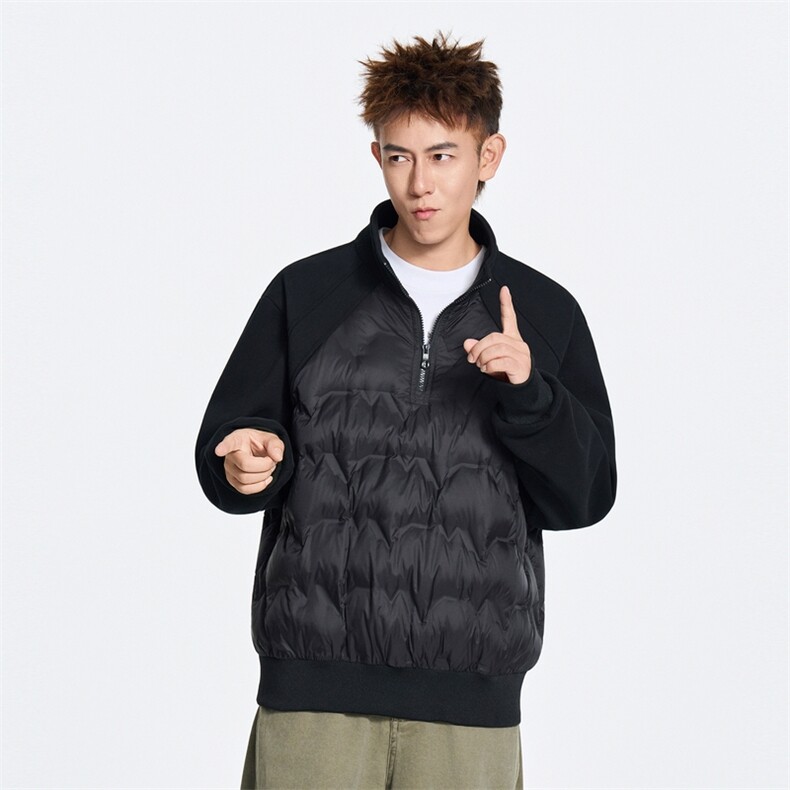 冬季美式套头立领拼接轻薄保暖羽绒服90白鸭绒XZ309Y95731P96,男装羽绒服,星座309（原A406）
