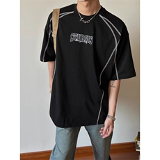 五分袖宽松型青少年简约夏季圆领时尚潮青年凉感速干户外运动T恤，男装T恤，星座506A