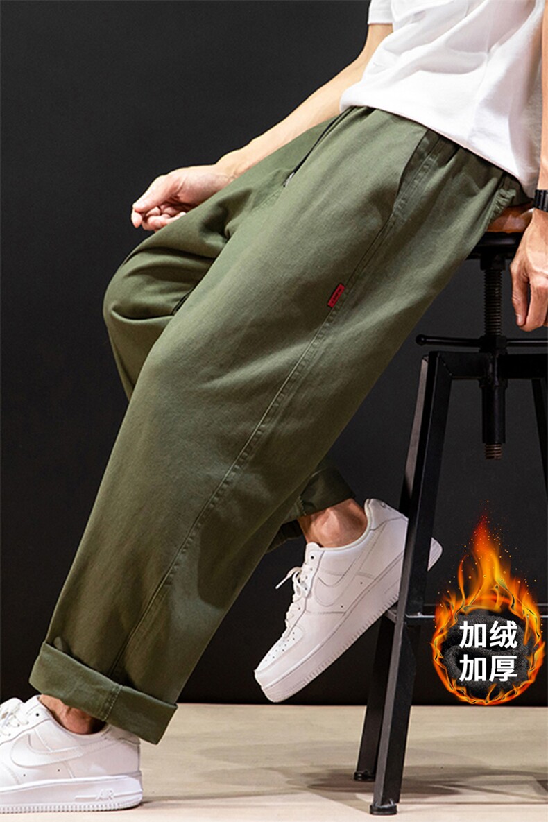 2023HK20139加绒日系马切达大码纯色绣标长裤M-5XHK20470-P45,男装休闲裤,电商A022