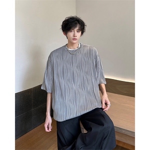 8XL-M 特大码夏季短袖冰丝皱感透气T恤男潮垂感宽松半袖DX305P45图片