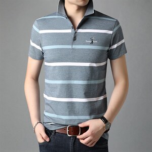 夏季新款男士翻领短袖t恤中年有领男装上衣服休闲POLO衫图片