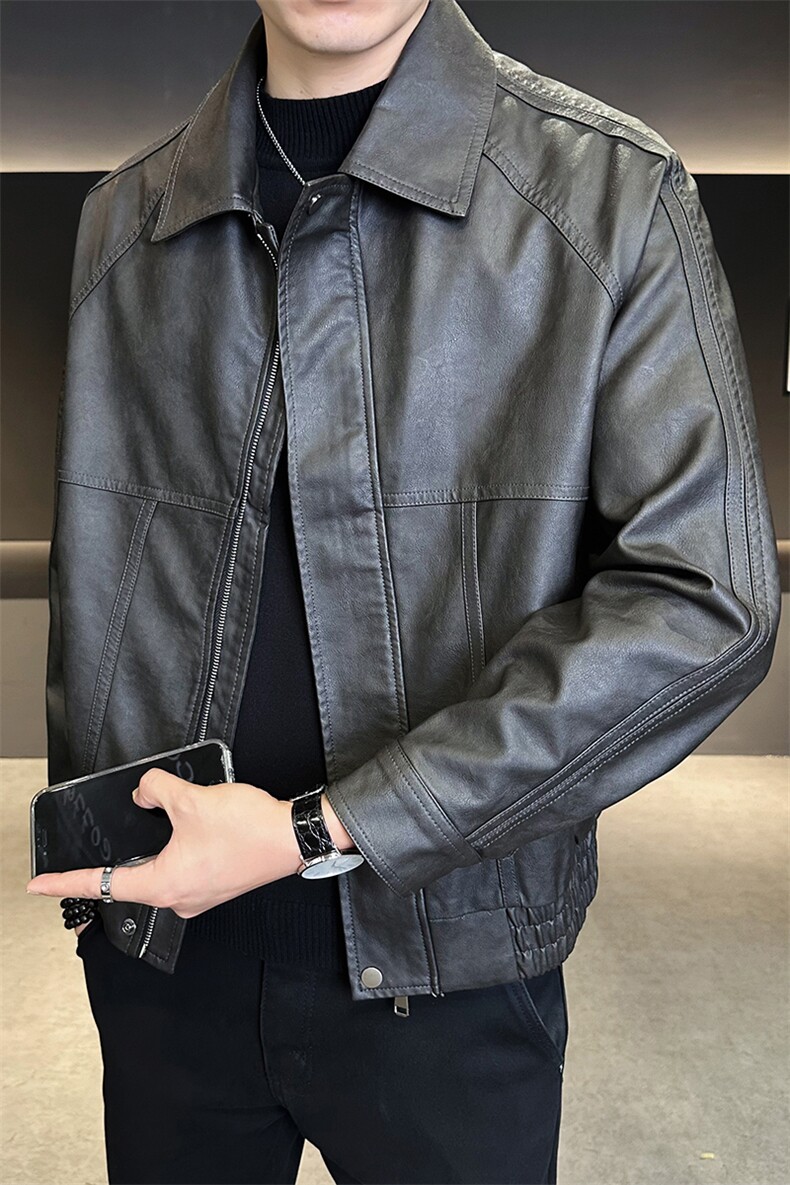 秋季皮夹克宽松偏大男装皮衣2025新款品质外套C317-J8806-P155,男装夹克,电商C317