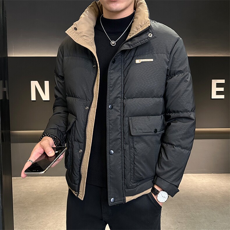 2026新款冬季立领纯色羽绒服男加厚保暖潮牌防寒服时尚冬季外套,男装羽绒服,钱塘6003（原4033）