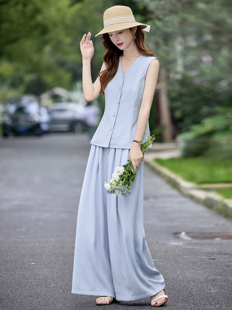 现货！夏装夏季2025套装女洋气时尚气质优雅两件套,女装套装/套裙,涵墨