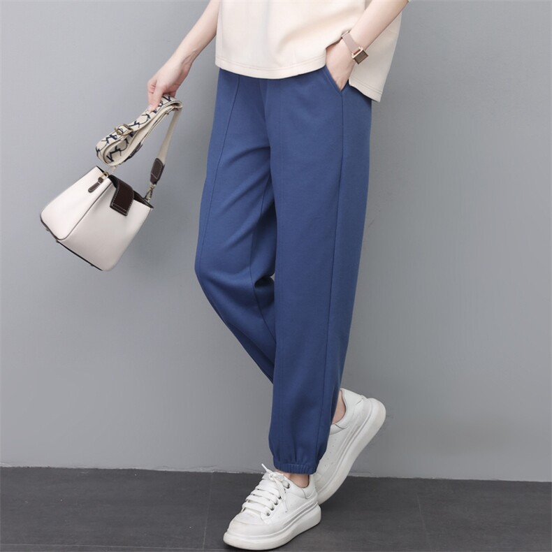 时尚高腰显瘦束脚休闲裤女宽松百搭韩版学生运动长裤,女装休闲裤,依恋蒂丝