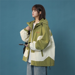现货 中性 春季宽松拼接夹克潮休闲连帽冲锋衣XZ811A-JK3014-P88图片