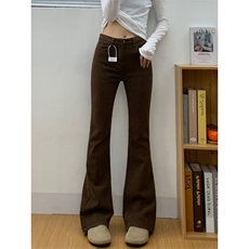 咖色加绒牛仔裤女秋季新款宽松显瘦梨形身材阔腿裤NZ0165-P50，男装牛仔裤，星座308B-2