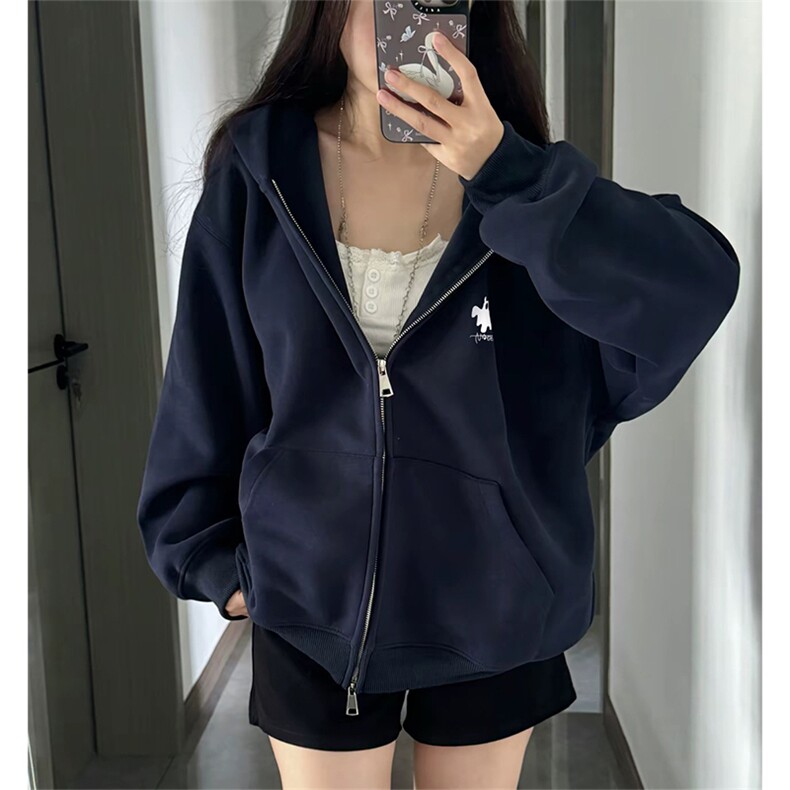 抖音得物高品质350克秋冬双头双拉链卫衣开衫外套AW7403,女装短外套,电商A443