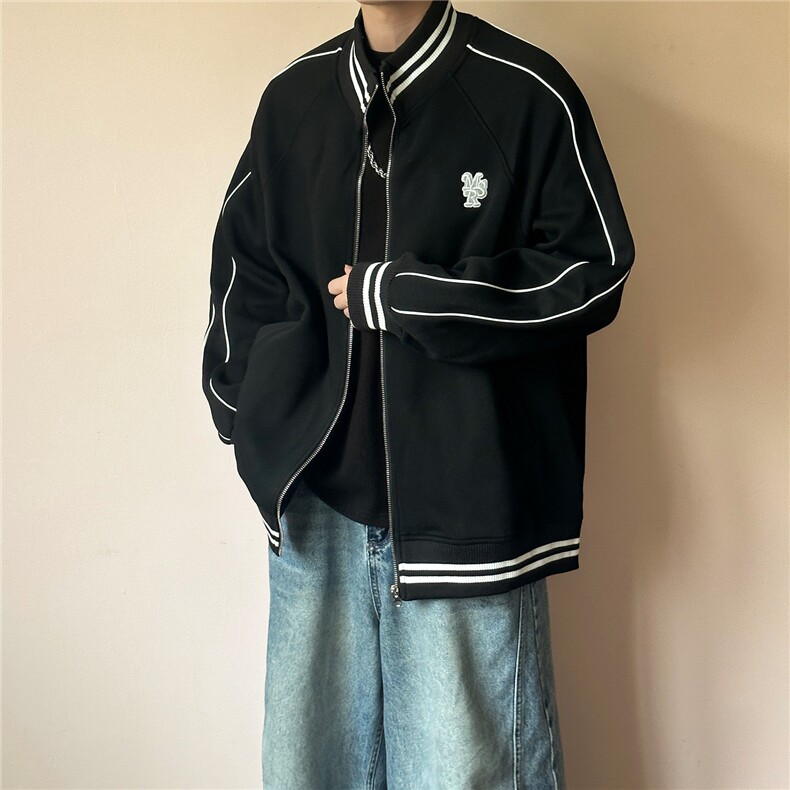 2026春现货立领卫衣外套男士宽松休闲绣花上衣A351-AW2529-P95,女装短外套,电商A351
