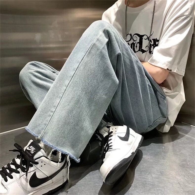 夏季潮牌宽松直筒牛仔裤男ins高街痞帅百搭休闲九分裤K3582-P38,男装牛仔裤,星座512-3