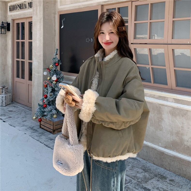 现货数据好两面穿羊羔毛内里夹克棉服派克服2C282-992P255K388,女装派克服,2C282