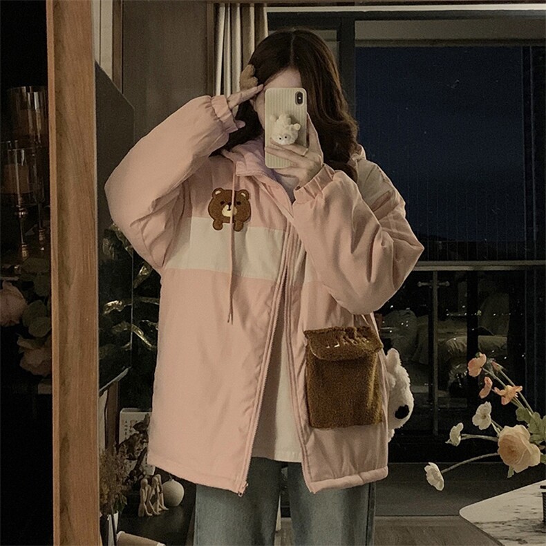 小熊工装棉服少女冬装2025新款学生宽松棉袄保暖棉衣外套C530-100,男装棉衣,星座911-2(原星座613-2）