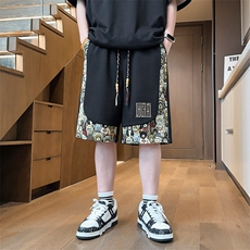 小熊拼接刺绣五分裤男夏季宽松抽绳短裤休闲裤潮A266-KZ608-P28，男装休闲裤，电商A266