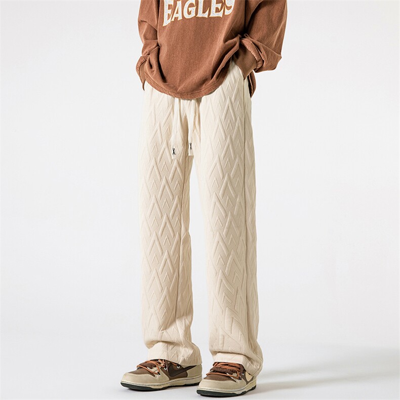 特批30无差价2024春高级感提花休闲裤男宽松大码直筒拖地裤K1350，男装休闲裤，电商A082