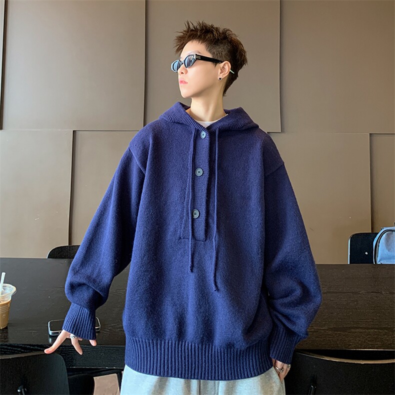 2024新款连帽毛衣男半开衫针织帽衫宽松套头上衣现货W8481-P58,男装针织衫/毛衣,星座512-4