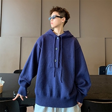 2024新款连帽毛衣男半开衫针织帽衫宽松套头上衣现货W8481-P58，男装针织衫/毛衣，星座512-4