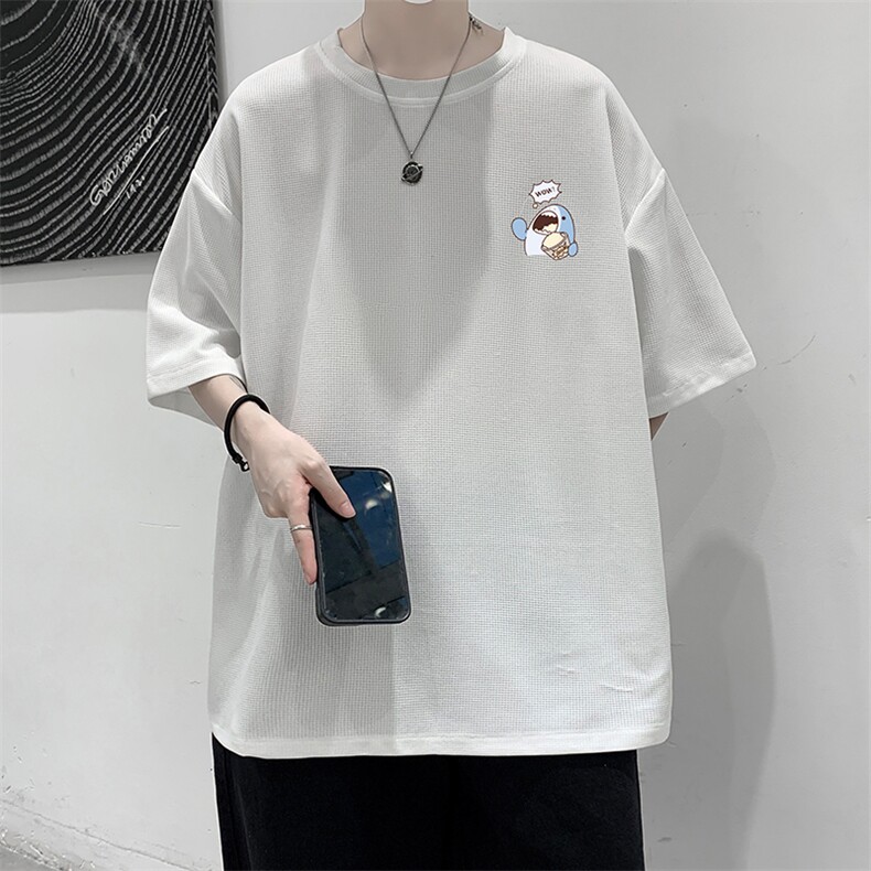 HT73239-P22 华夫格t恤男短袖男大码五分袖 大皂风图片