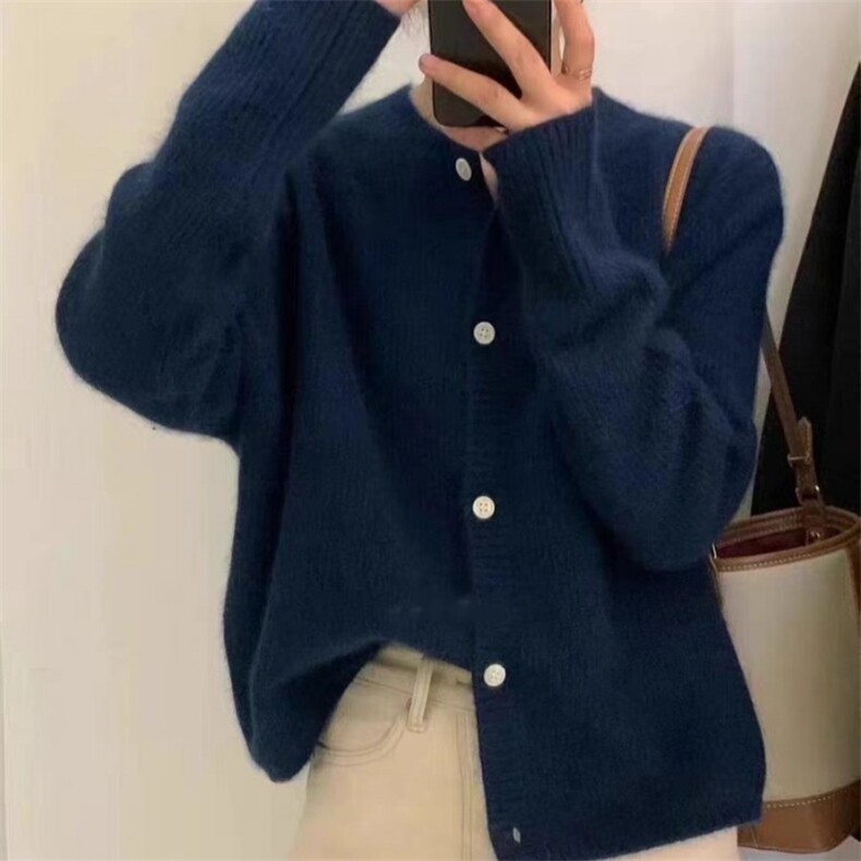时尚宽松半圆领羊毛开衫羊毛女装秋冬必备单品,女装羊毛衫,旭驰羊绒