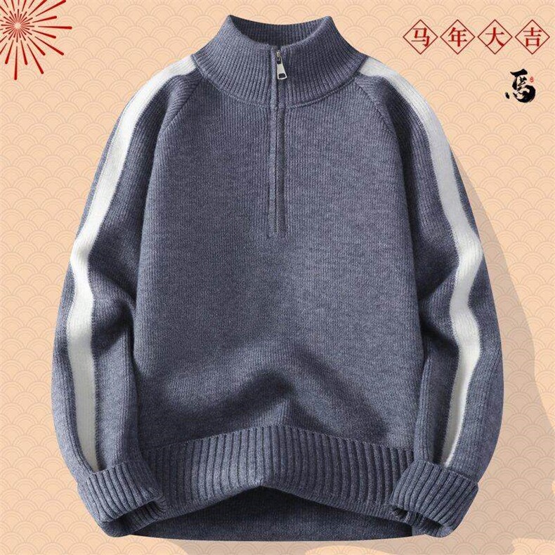 25737-P50圣诞毛衣男款冬季本命年针织衫马年过年穿搭红色打底衫,男装T恤,电商D310B