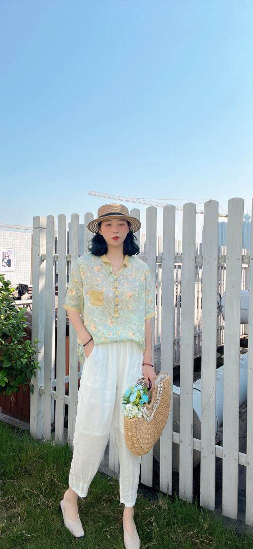 纯苎连衣裙小衫裤子裙子衬衣 时尚风 风淑女风休闲风，女装连衣裙，川哲