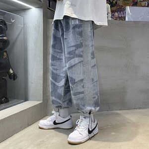 高级感hiphop宽松牛仔裤炸街美式高街束脚休闲长裤 A125-K915-P55图片