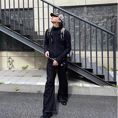 【现货】双腰头拼接豹纹弯刀牛仔裤男美式高街P55Y7099，男装牛仔裤，星座1112-1