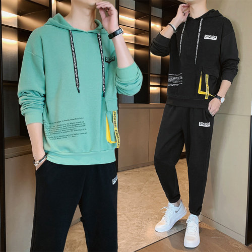 秋季新款连帽卫衣两件套男韩版宽松休闲运动套装TZ778P65图片