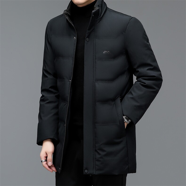 棉衣冬季新款男士连帽中长款棉服中年商务休闲棉袄外套爸爸装,男装棉衣,电商B212（原钱塘6029）