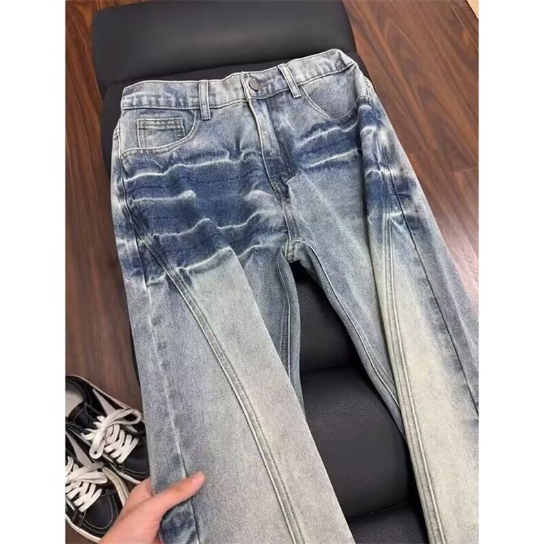 美式复古水洗裂纹牛仔裤男女宽松高街休闲长裤潮K7151-P49网络图,男装牛仔裤,电商B245