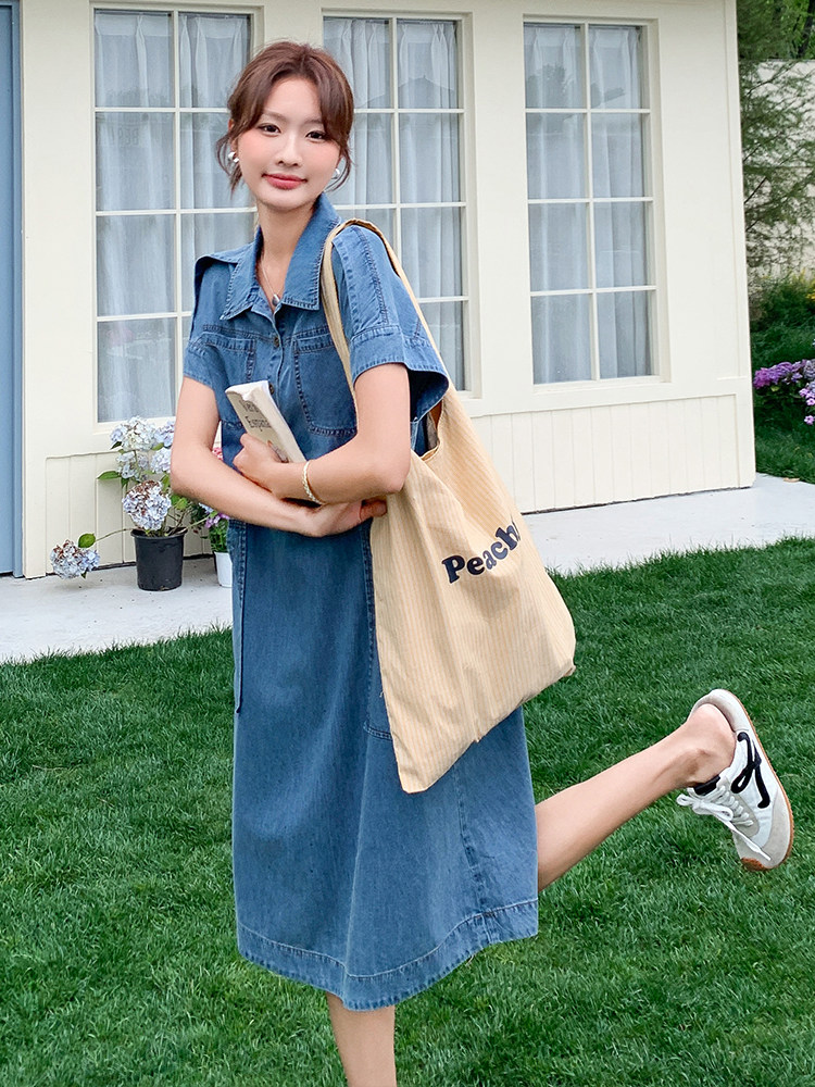 2025年夏季休闲宽松显瘦牛仔连衣裙,女装连衣裙,浙宝二楼018