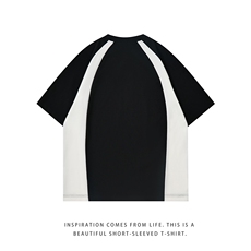 300克得物重磅100纯棉宽松撞色结构感光板短袖T恤男RH5028-特P32，男装T恤，星座610B-1